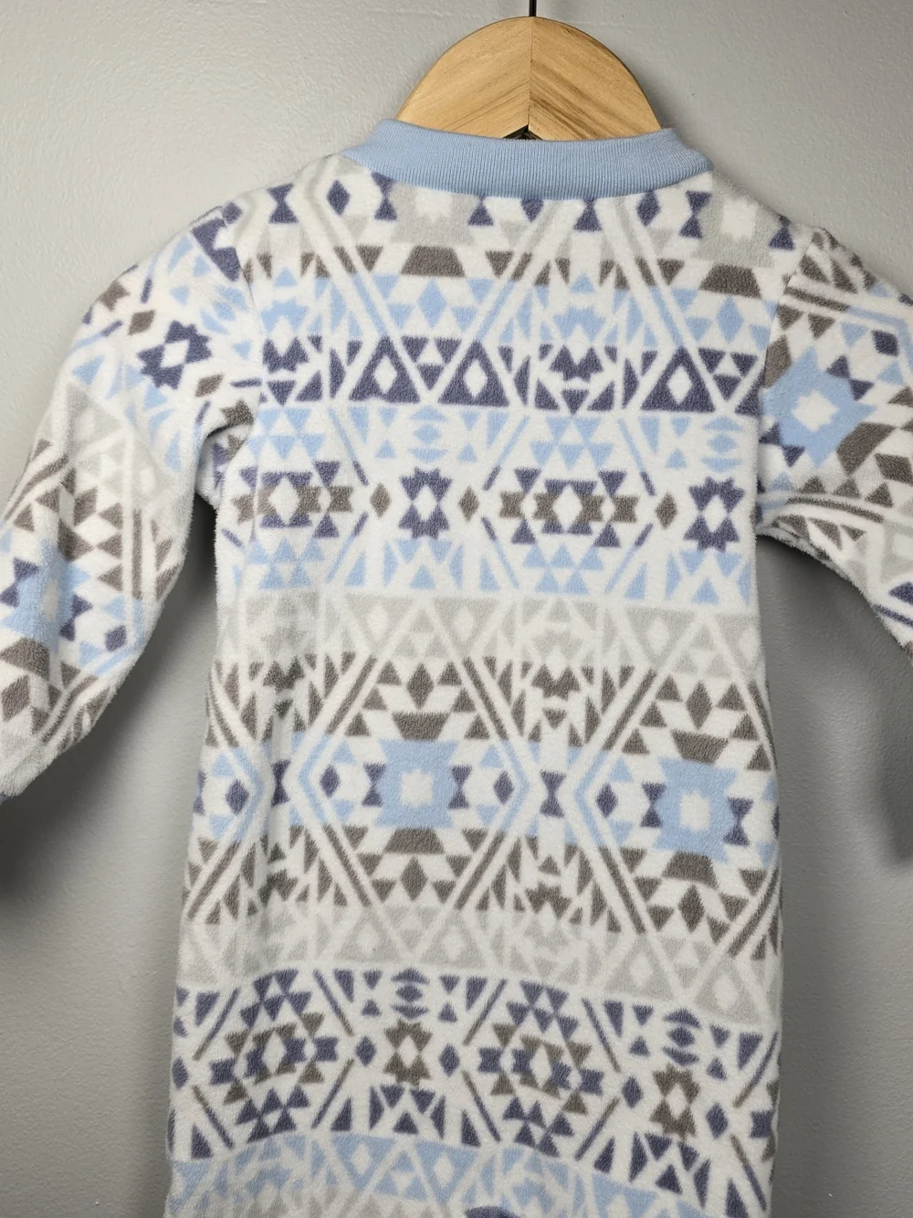 Baby Fleeze Footed One-Piece - Blue Geometric Print 9M